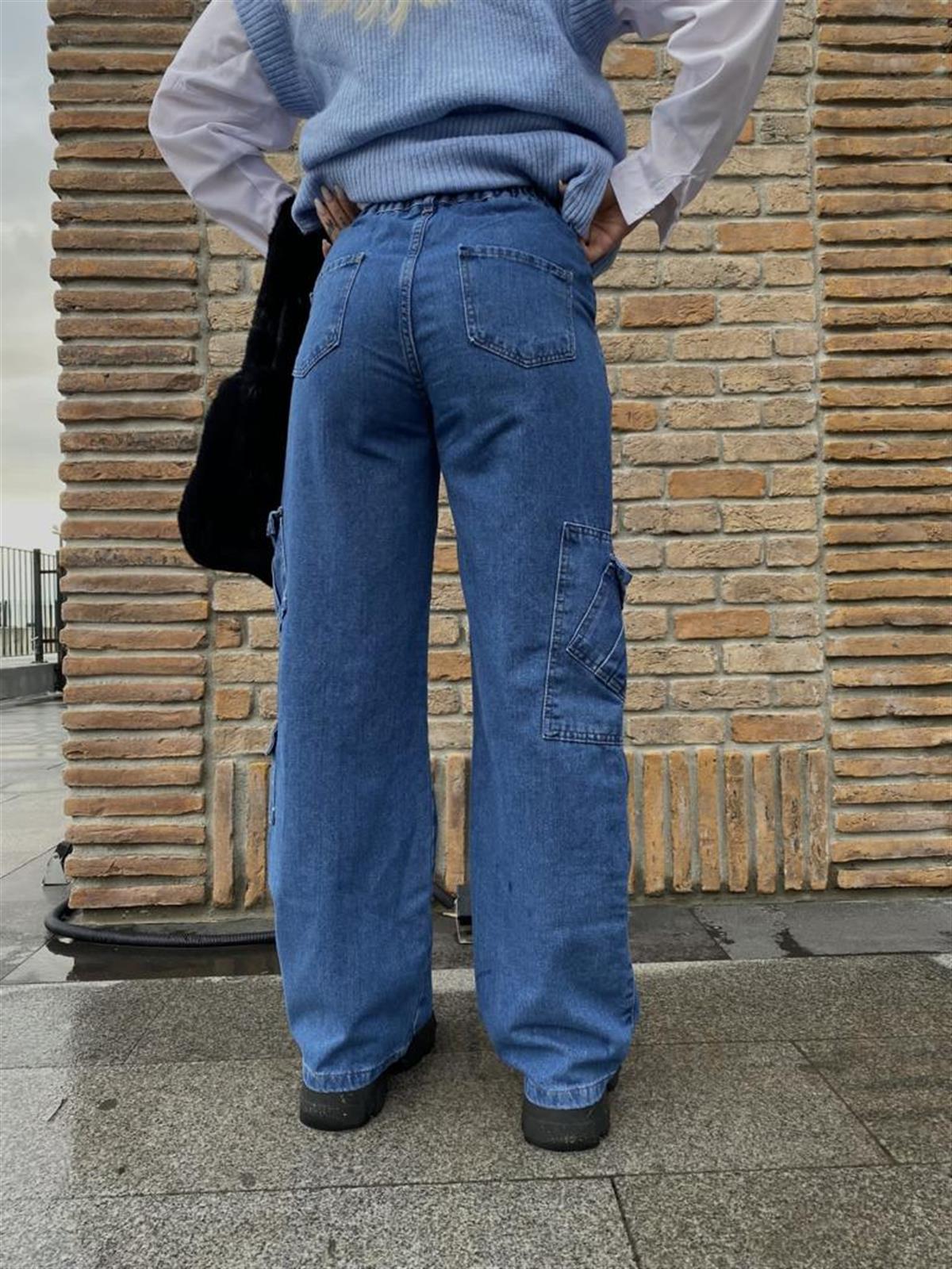 Y2k Unisex Kargo Cepli Bel Lastikli Koyu Yeşil Oversize Bol Paça Pantolon 