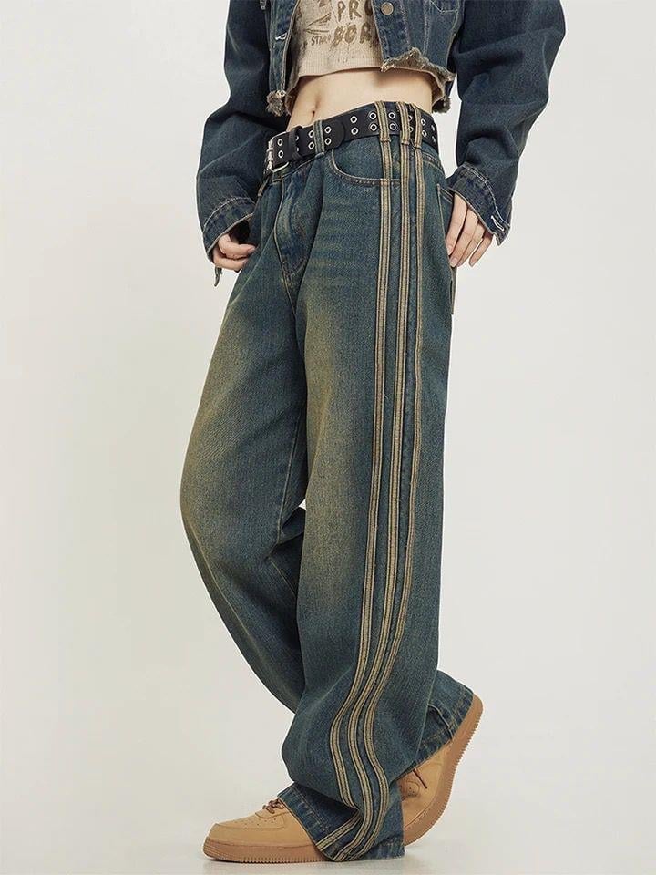 Y2k Vintage Line Detail Eskitme Pant