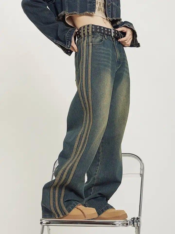Y2k Vintage Line Detail Eskitme Pant