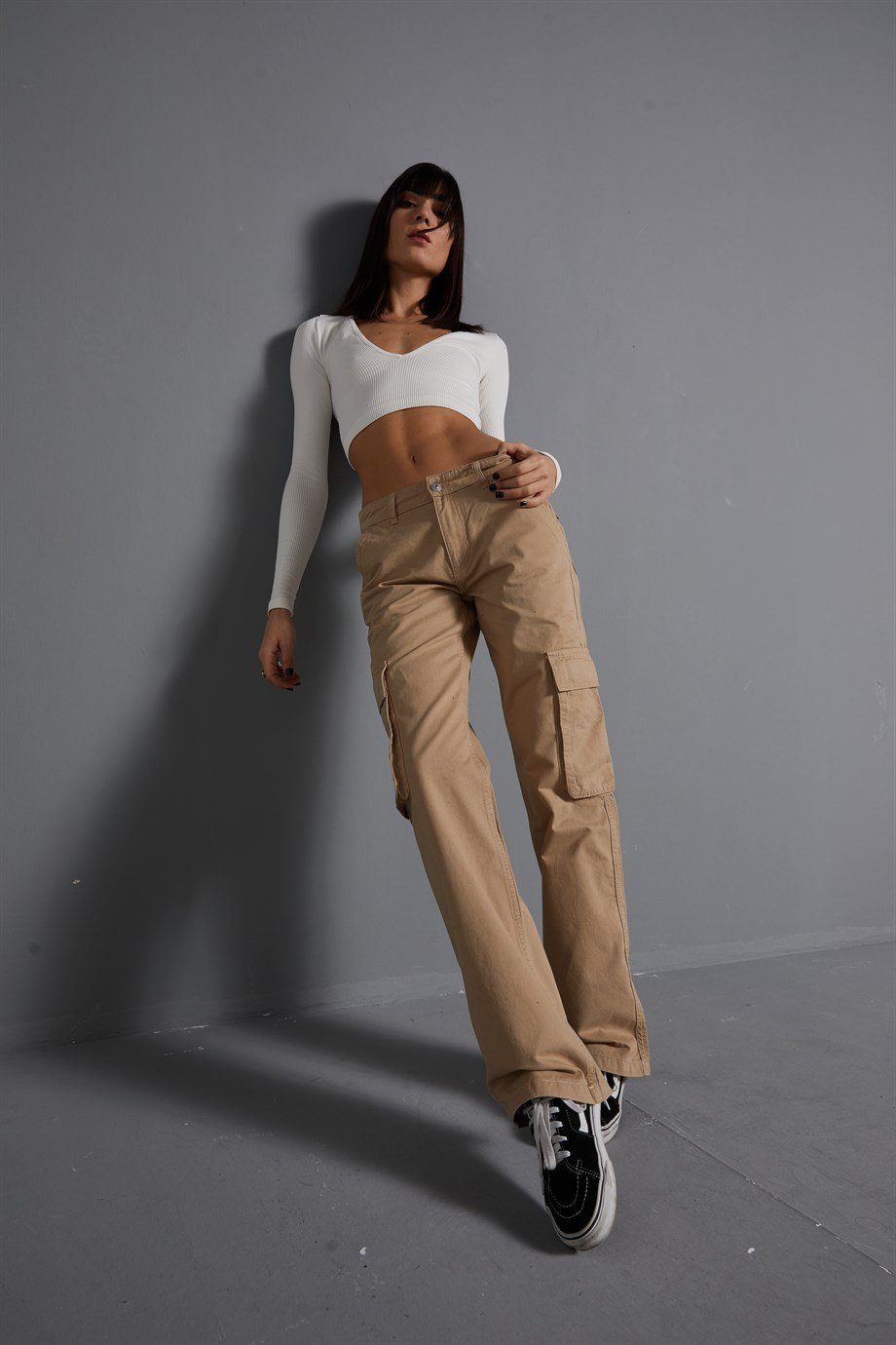 Camel Straight Kargo Pantolon 
