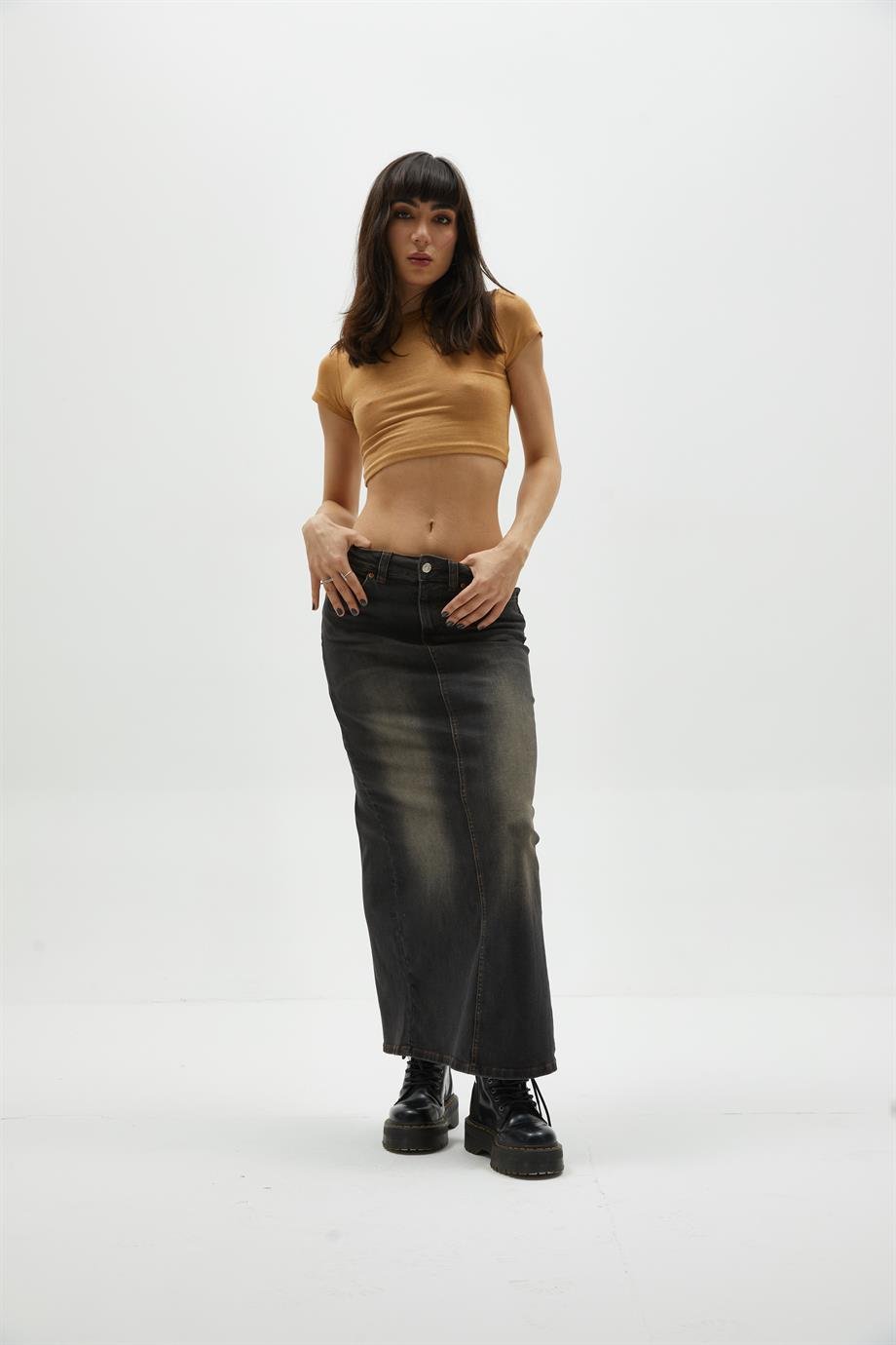 Eskitmeli Maxi Denim Etek