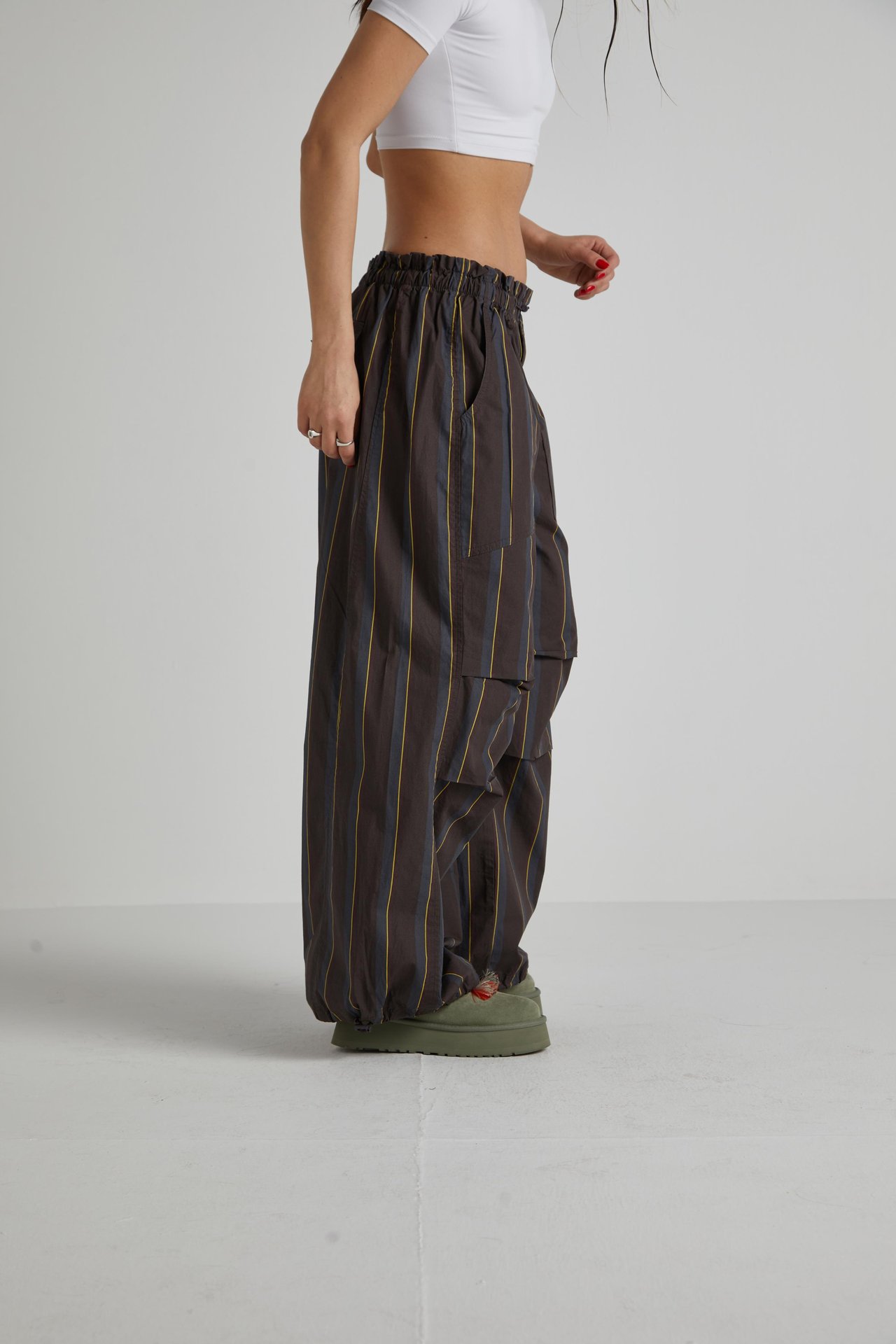 Kahve Çizgili Baggy Pantolon 