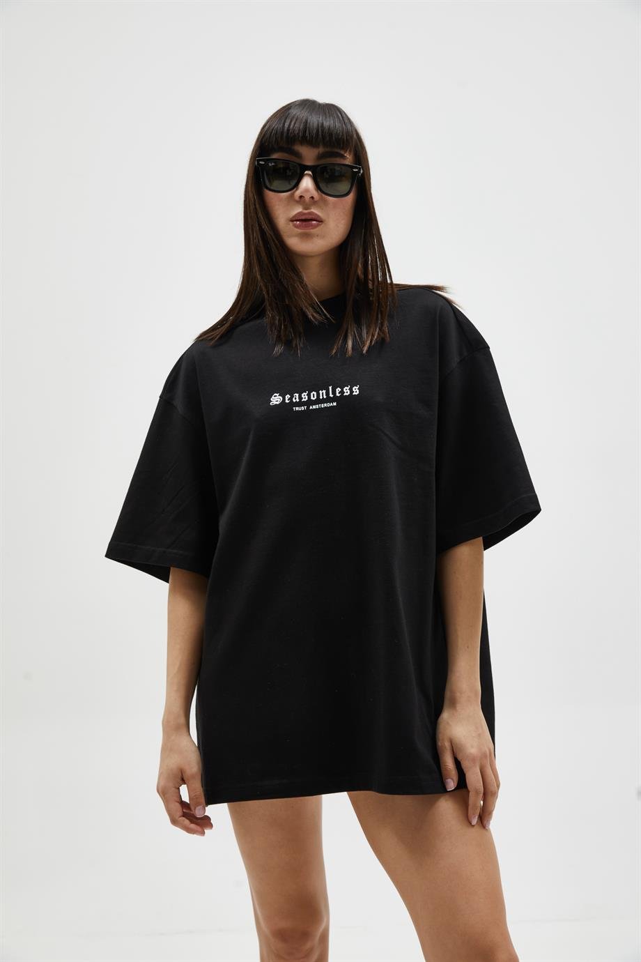 Siyah Baskılı Oversize T-Shirt