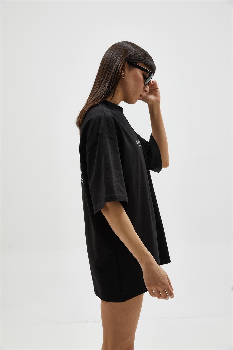 Siyah Baskılı Oversize T-Shirt