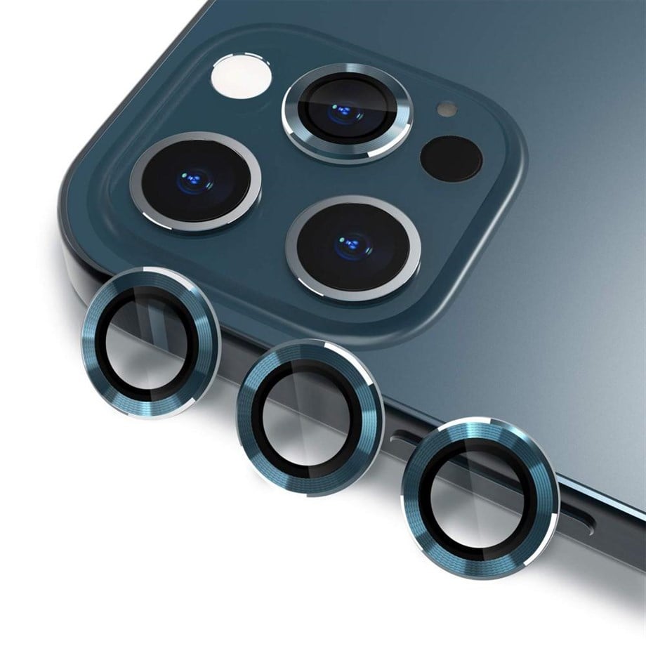 Apple iPhone 12 Pro Max İçin Damla Model 3in Kamera Cam Koruyucu (Mavi)
