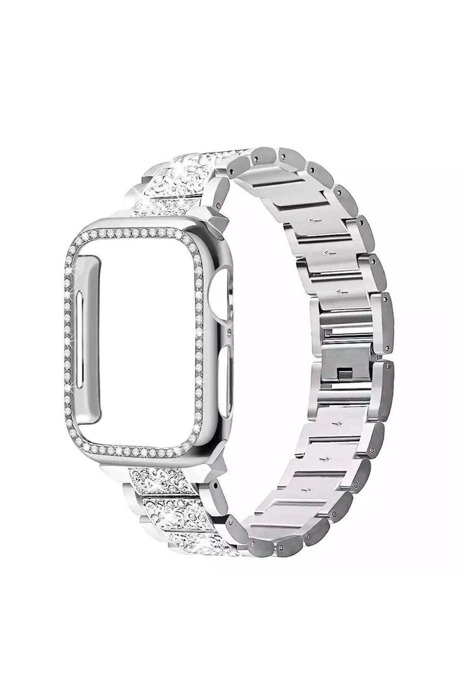 Apple Watch Diamond Seri Taşlı Çelik Kordon Seti 44mm