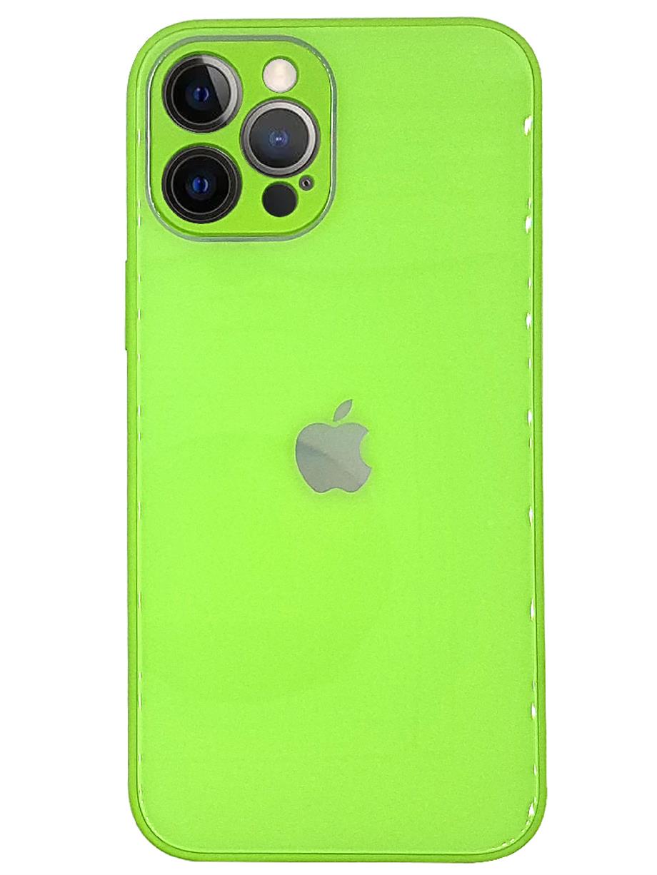 İphone 12 Pro Max Camlı Logolu Kılıf - Yeşil