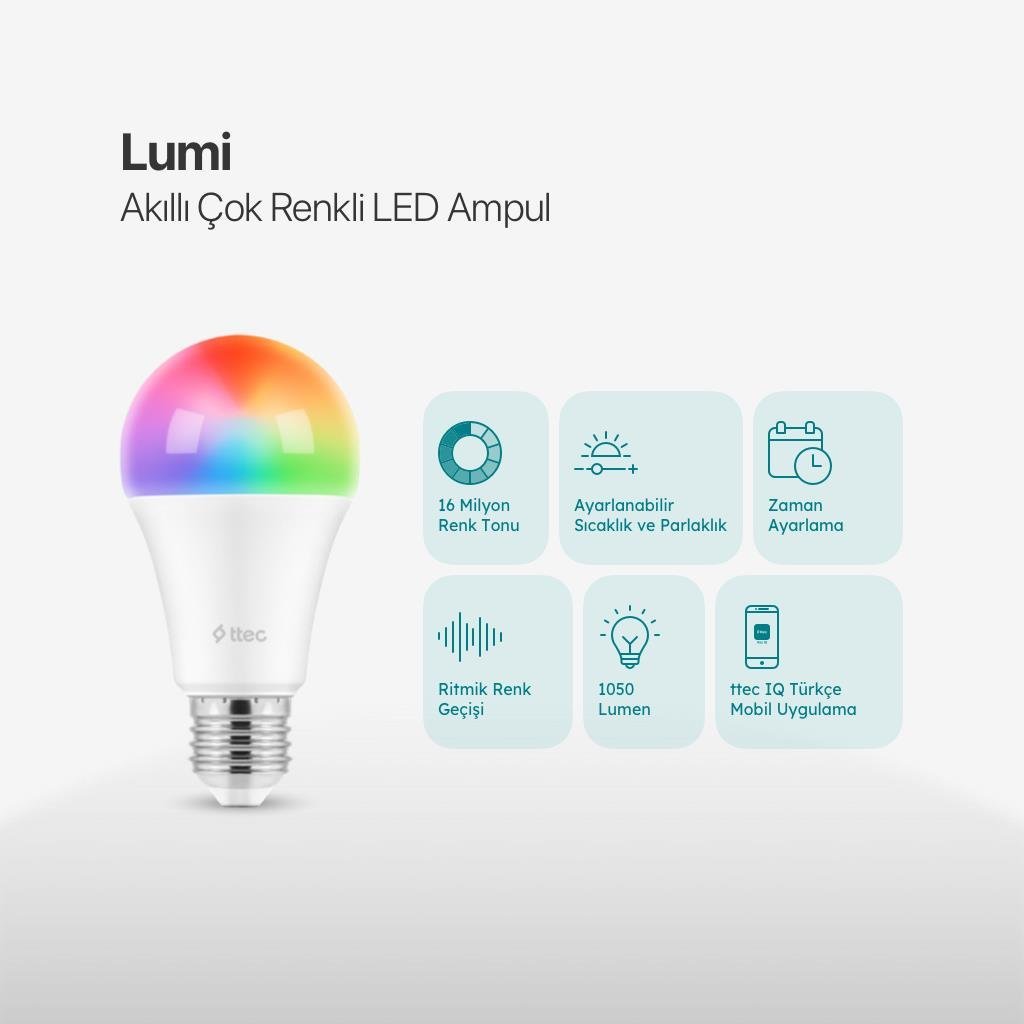 Lumi Akıllı Çok Renkli LED Wi-Fi Akıllı Ampul