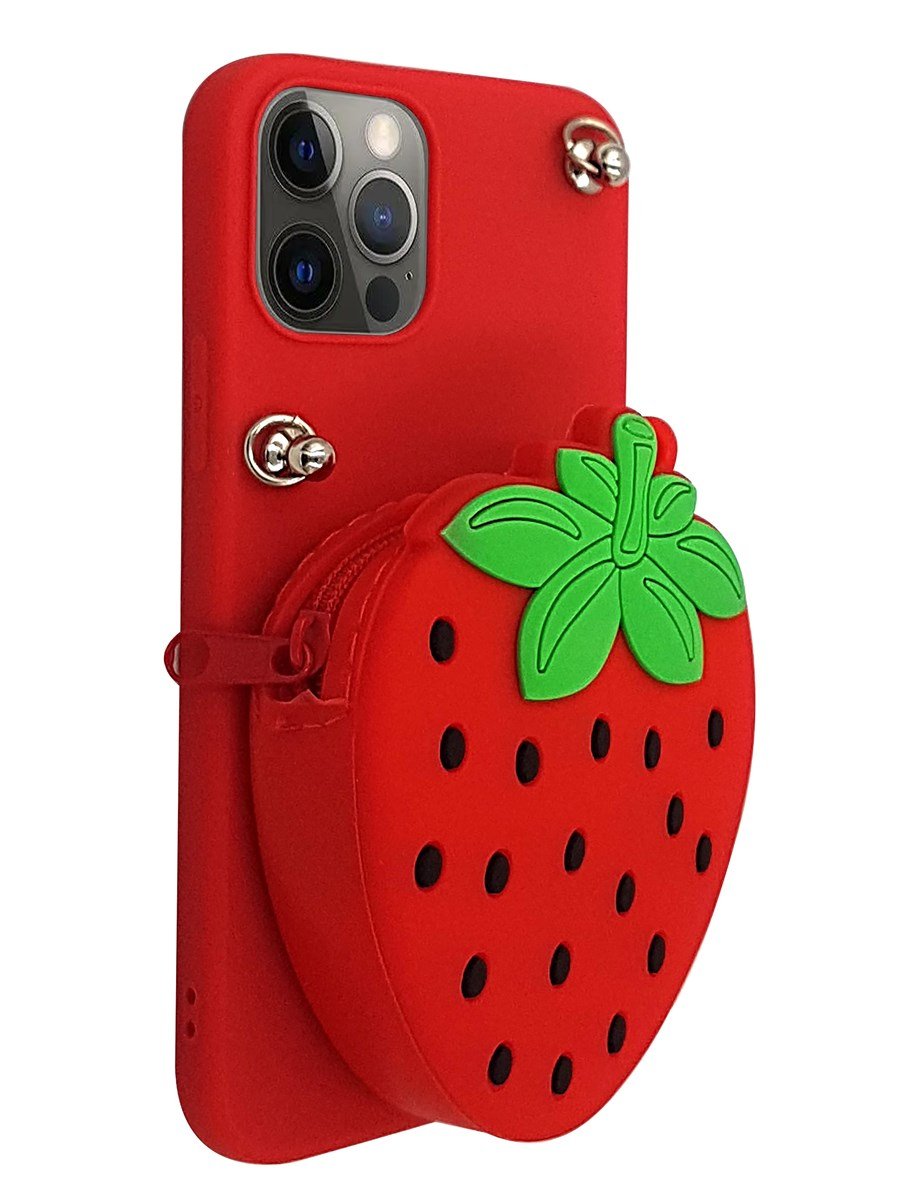 Maskotlu Cüzdanlı Boyun Askılı İphone 12 Pro Silikon Kılıf
