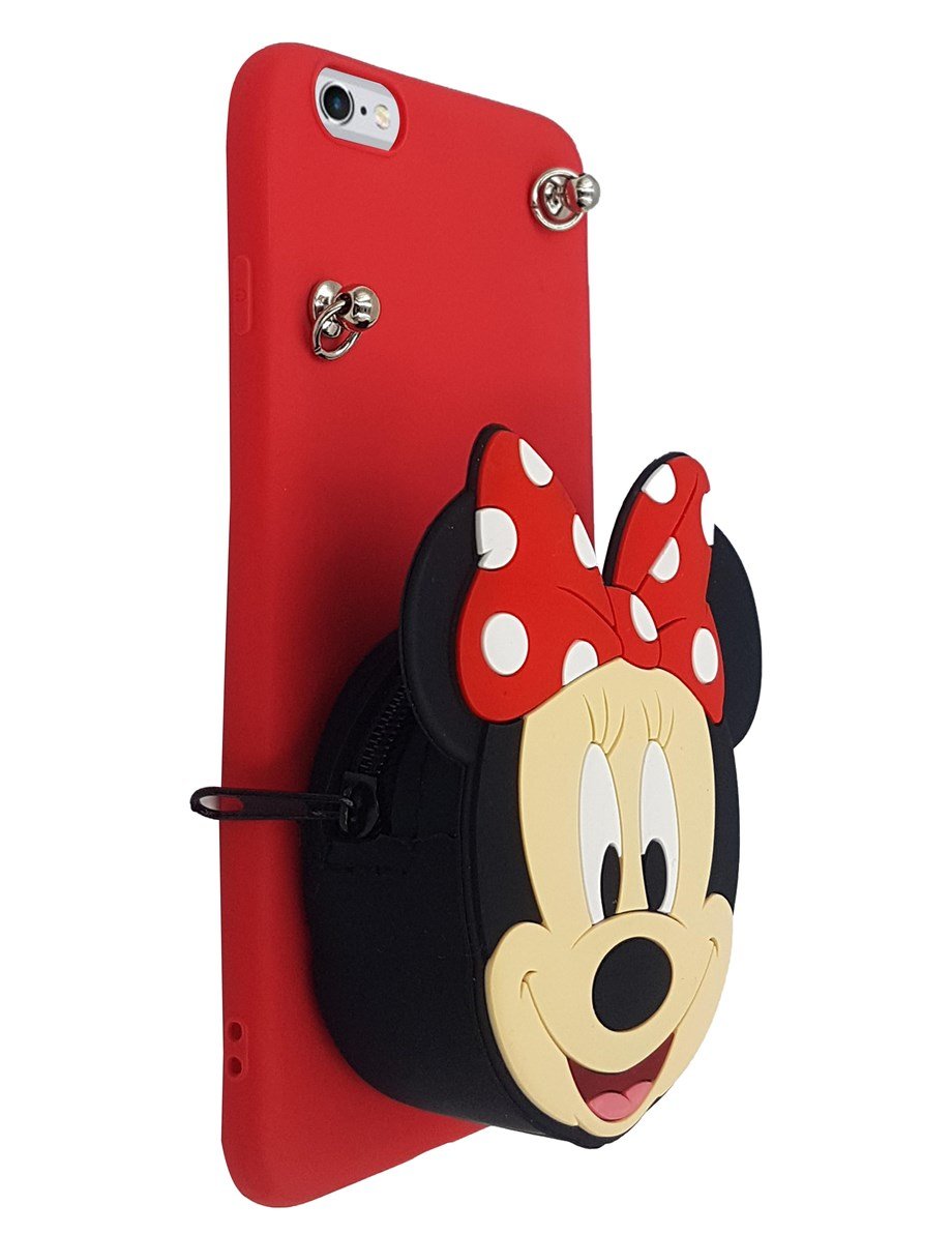 Maskotlu Cüzdanlı Boyun Askılı İphone 6 Plus Silikon Kılıf