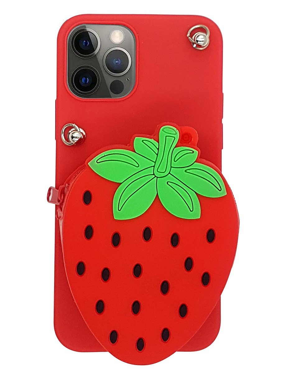 Maskotlu Cüzdanlı Boyun Askılı İphone 12 Pro Silikon Kılıf