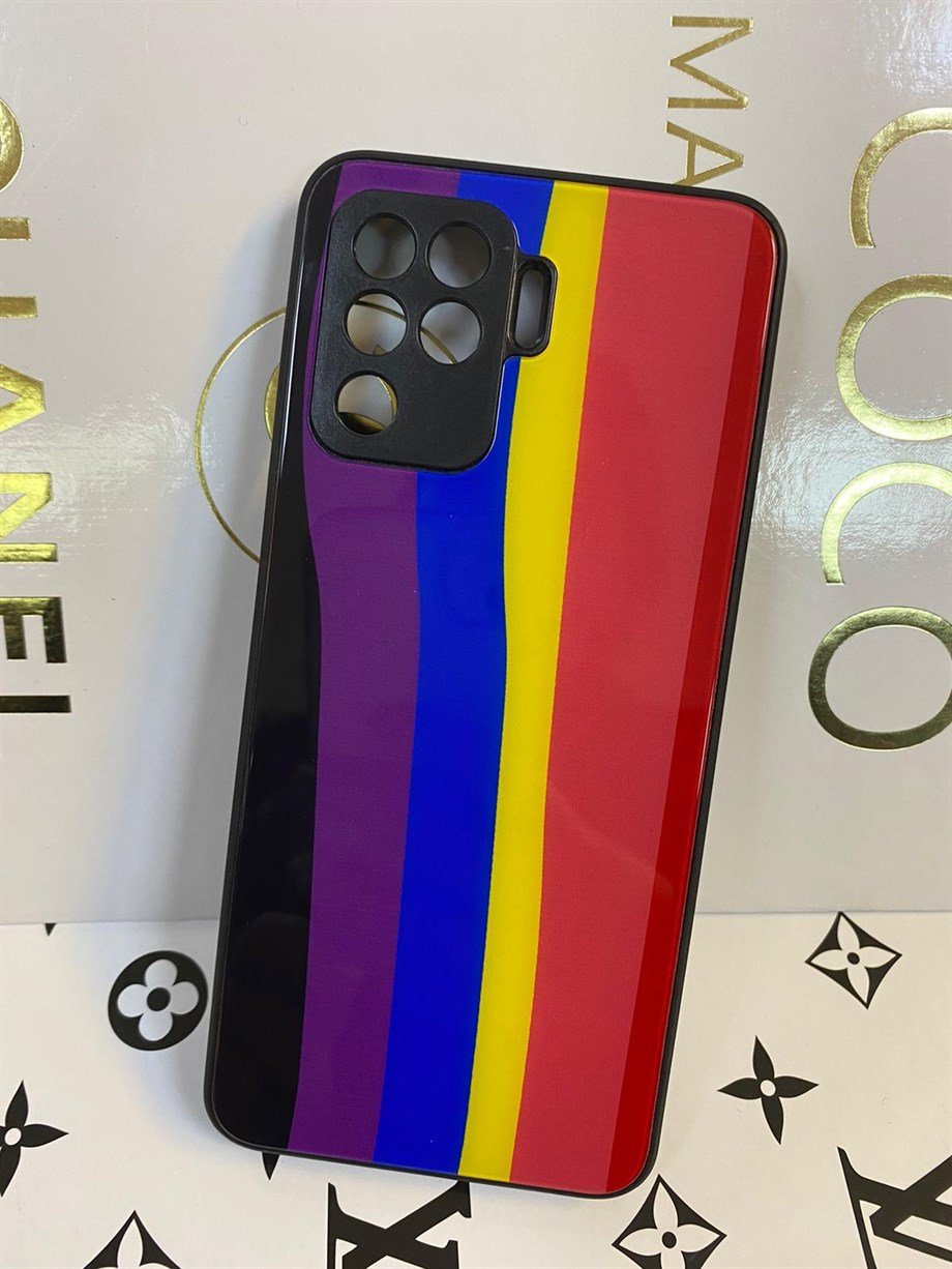 Oppo Reno 5 Lite Camlı Renkli Kılıf