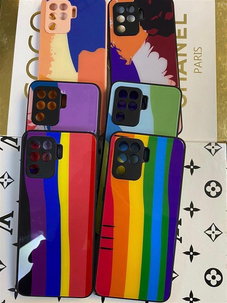 Oppo Reno 5 Lite Camlı Renkli Kılıf