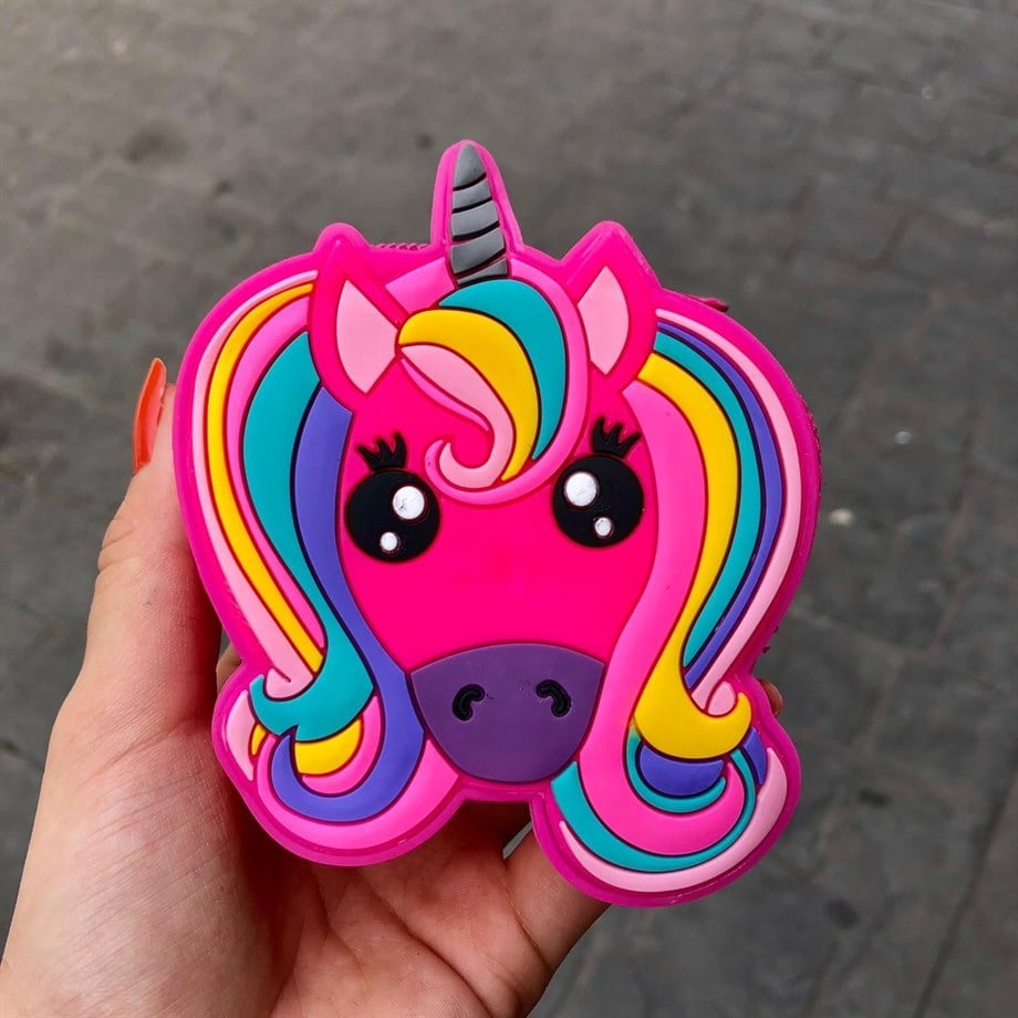Rainbow Unicorn Tasarım Silikon Bozuk Para Cüzdanı