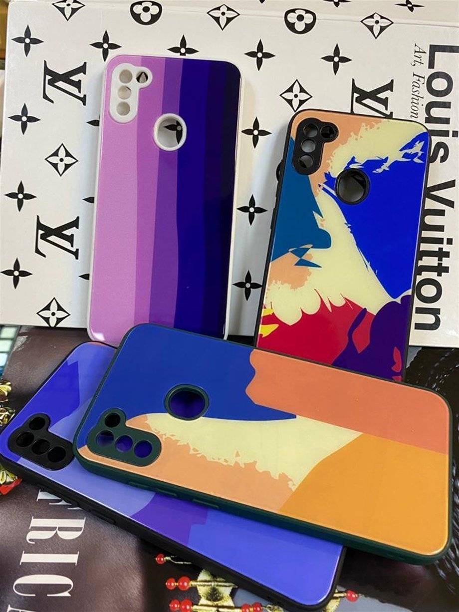 Samsung A11 Camlı Renkli Kılıf