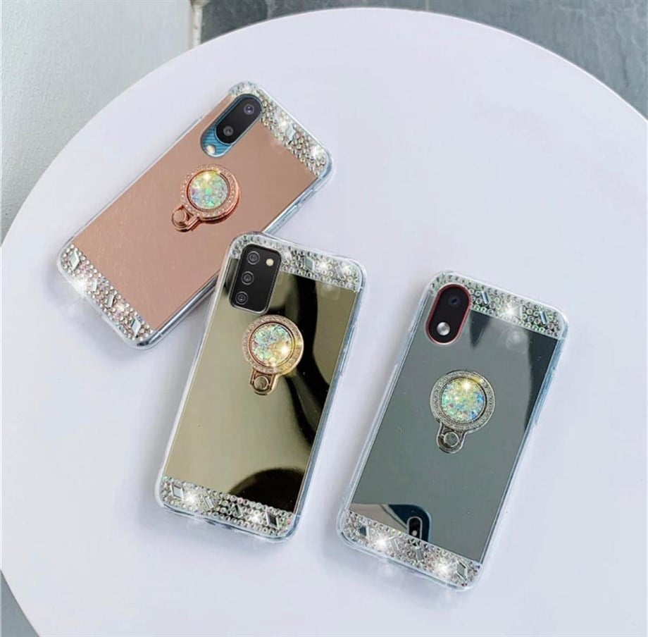 Samsung M31S Aynalı Taşlı Kılıf