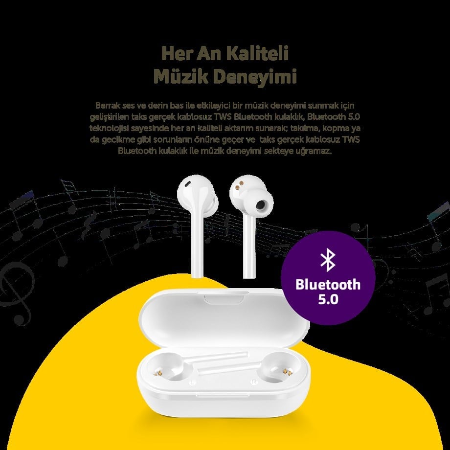 Taks Gk10 Kablosuz Tws Bluetooth Kulaklık Beyaz