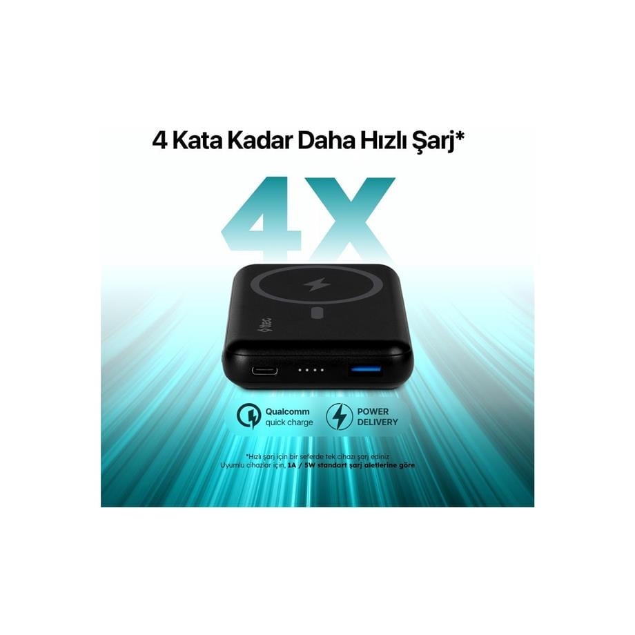 Ttec ReCharger Pro M 10.000 mAh MagSafe Uyumlu Kablosuz Taşınabilir Şarj Aleti / Powerbank Siyah