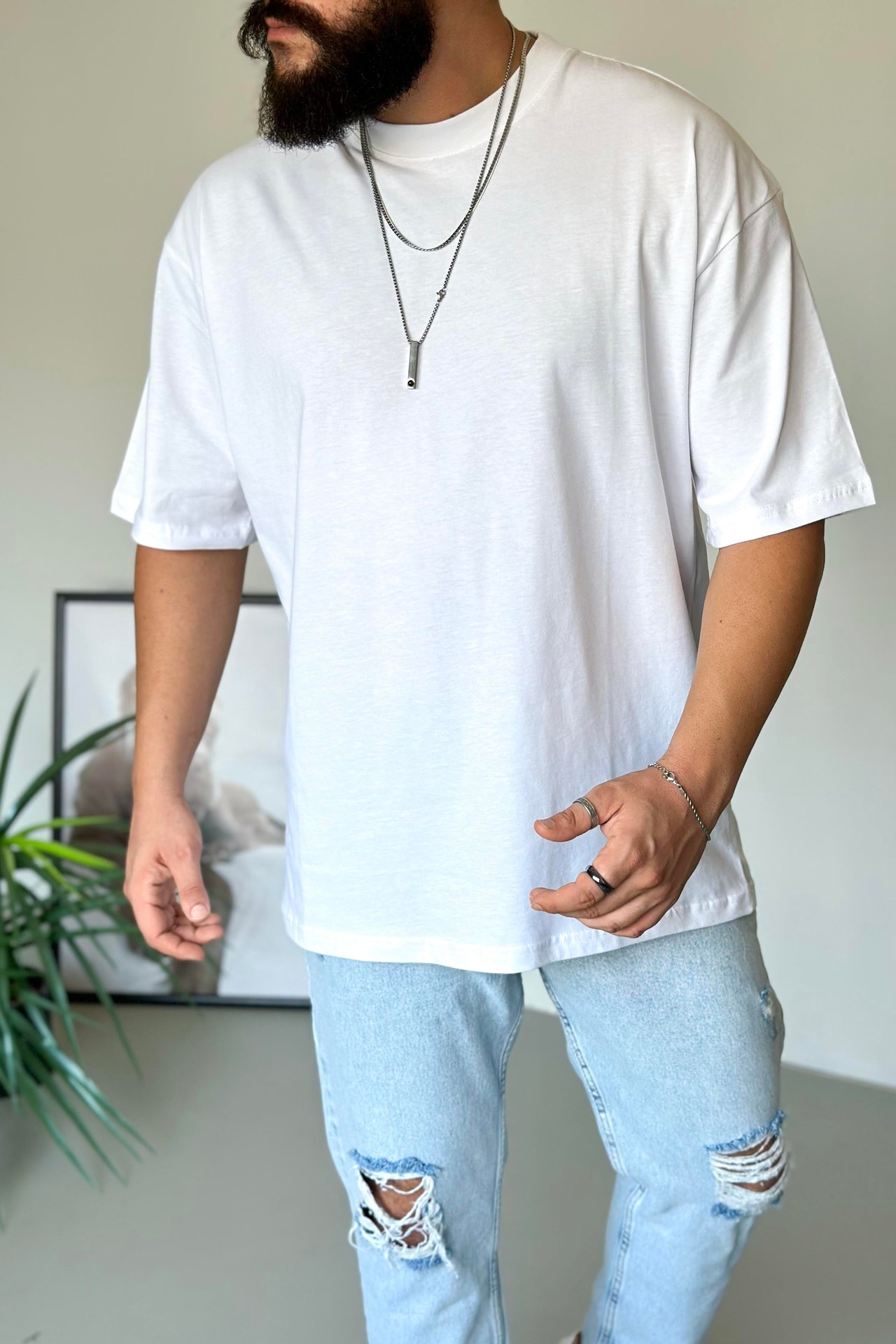 Basic oversize beyaz t-shirt