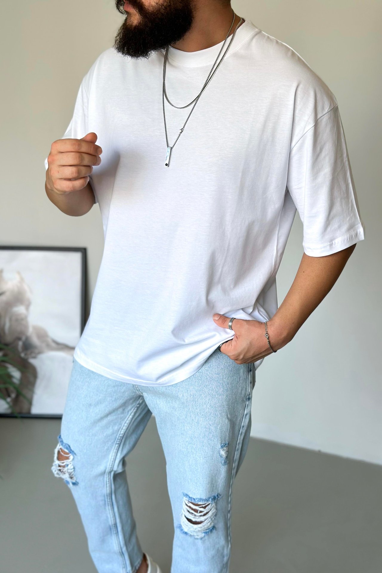 Basic oversize beyaz t-shirt