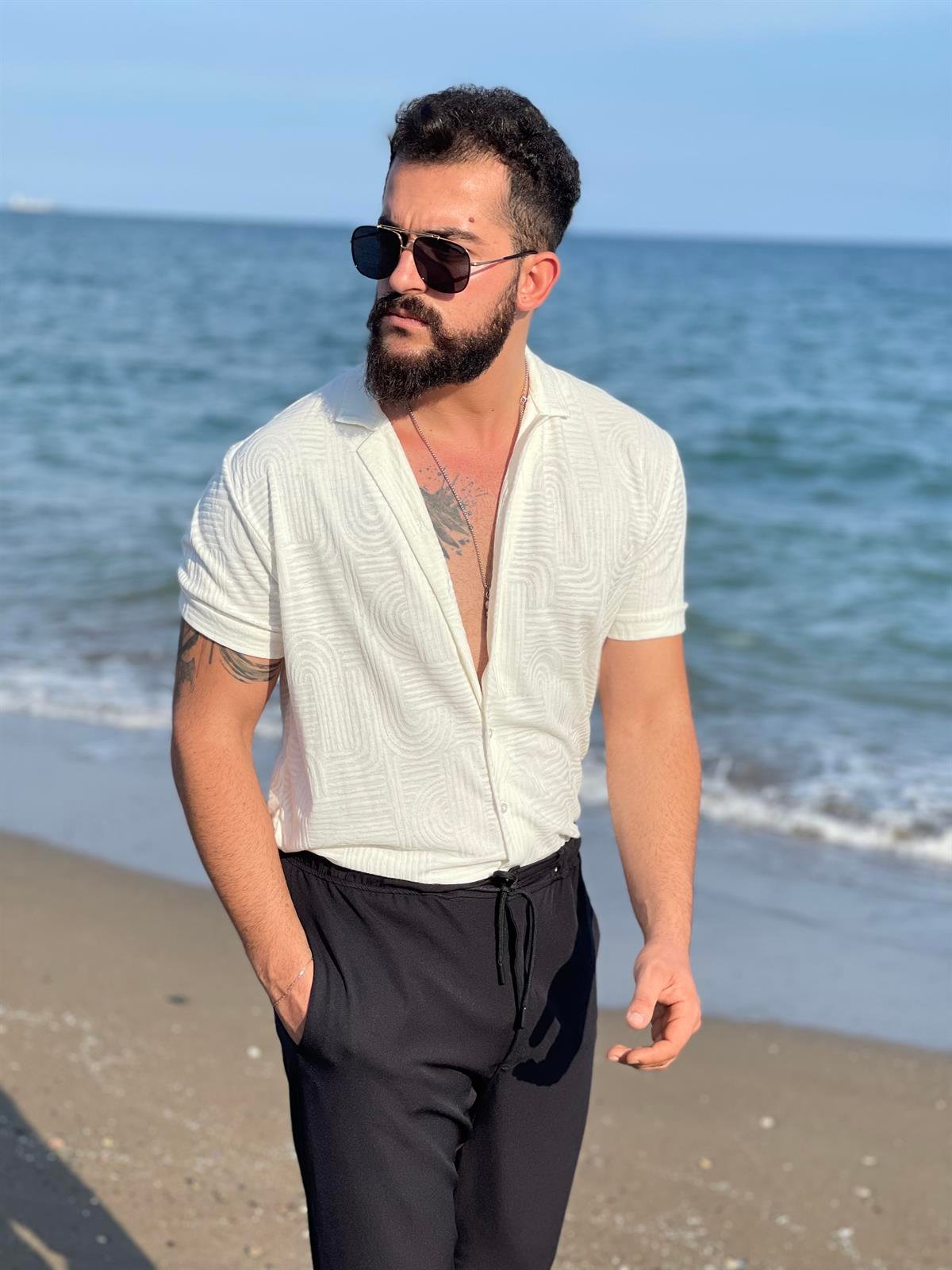 Desenli Regular Kalıp Kısa Kol Gömlek