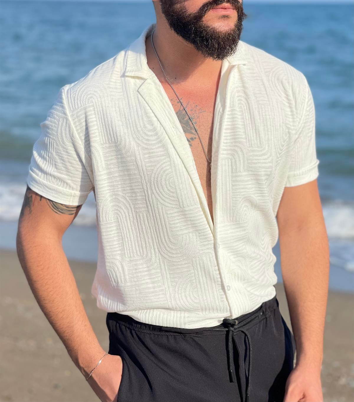 Desenli Regular Kalıp Kısa Kol Gömlek
