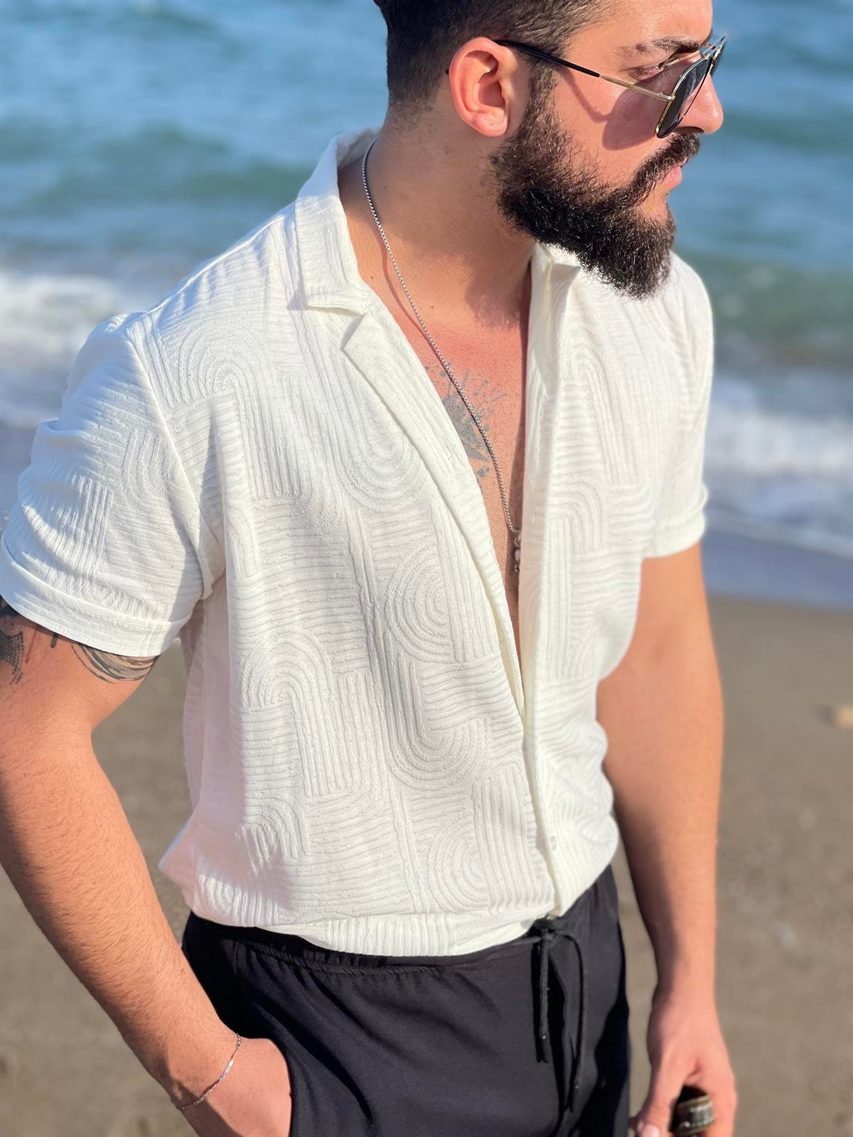 Desenli Regular Kalıp Kısa Kol Gömlek