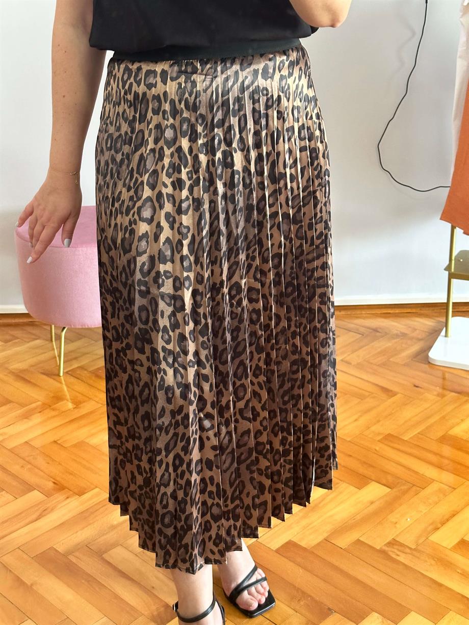 PİLİSELİ SATEN LEOPAR ETEK