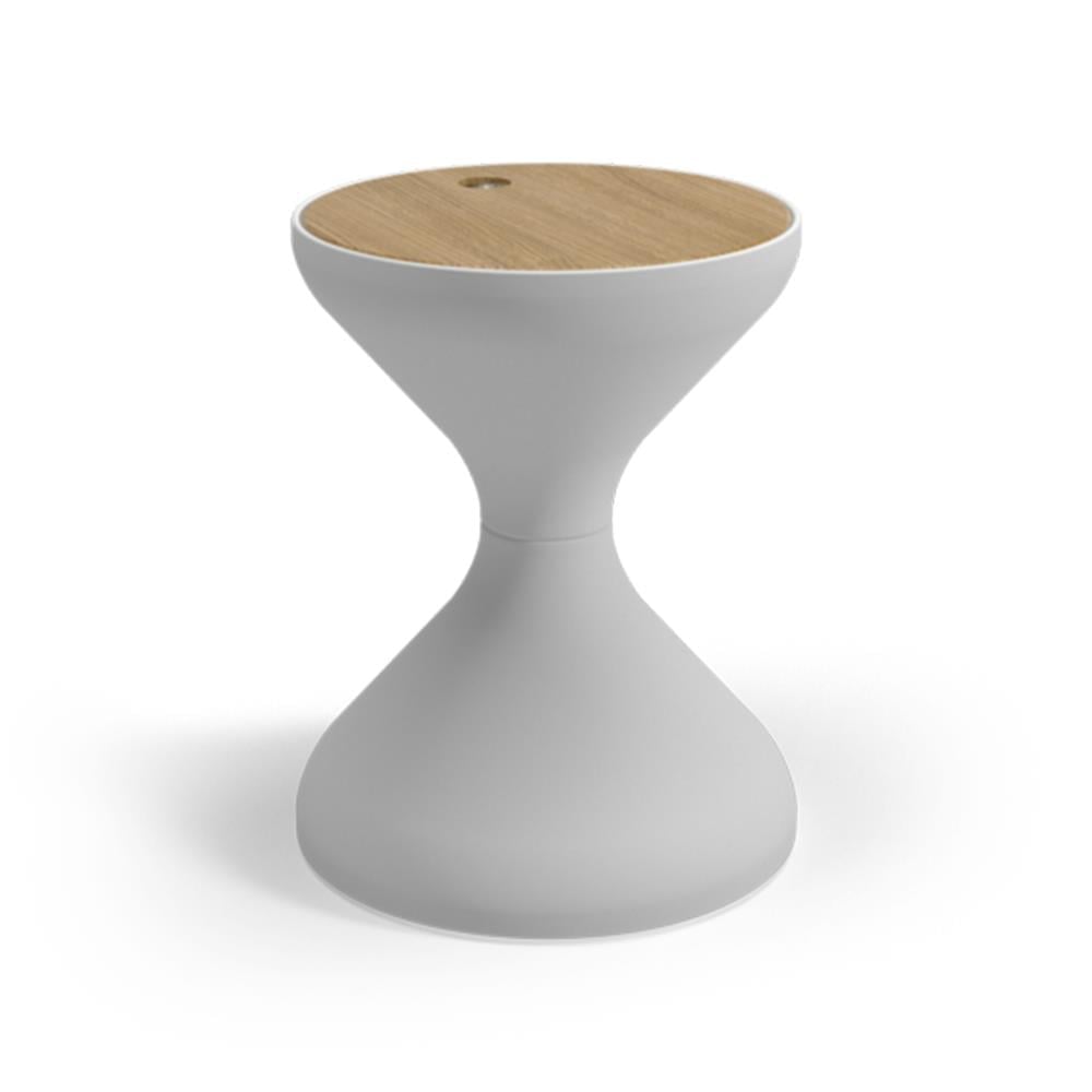 Bells Yan Sehpa-İskelet White-Tabla Natural Teak