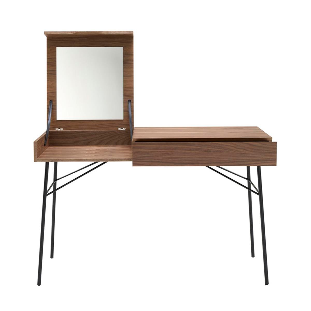 Juliette Makyaj/Tuvalet Masası -American Walnut Veneer - Black Lacquered Steel