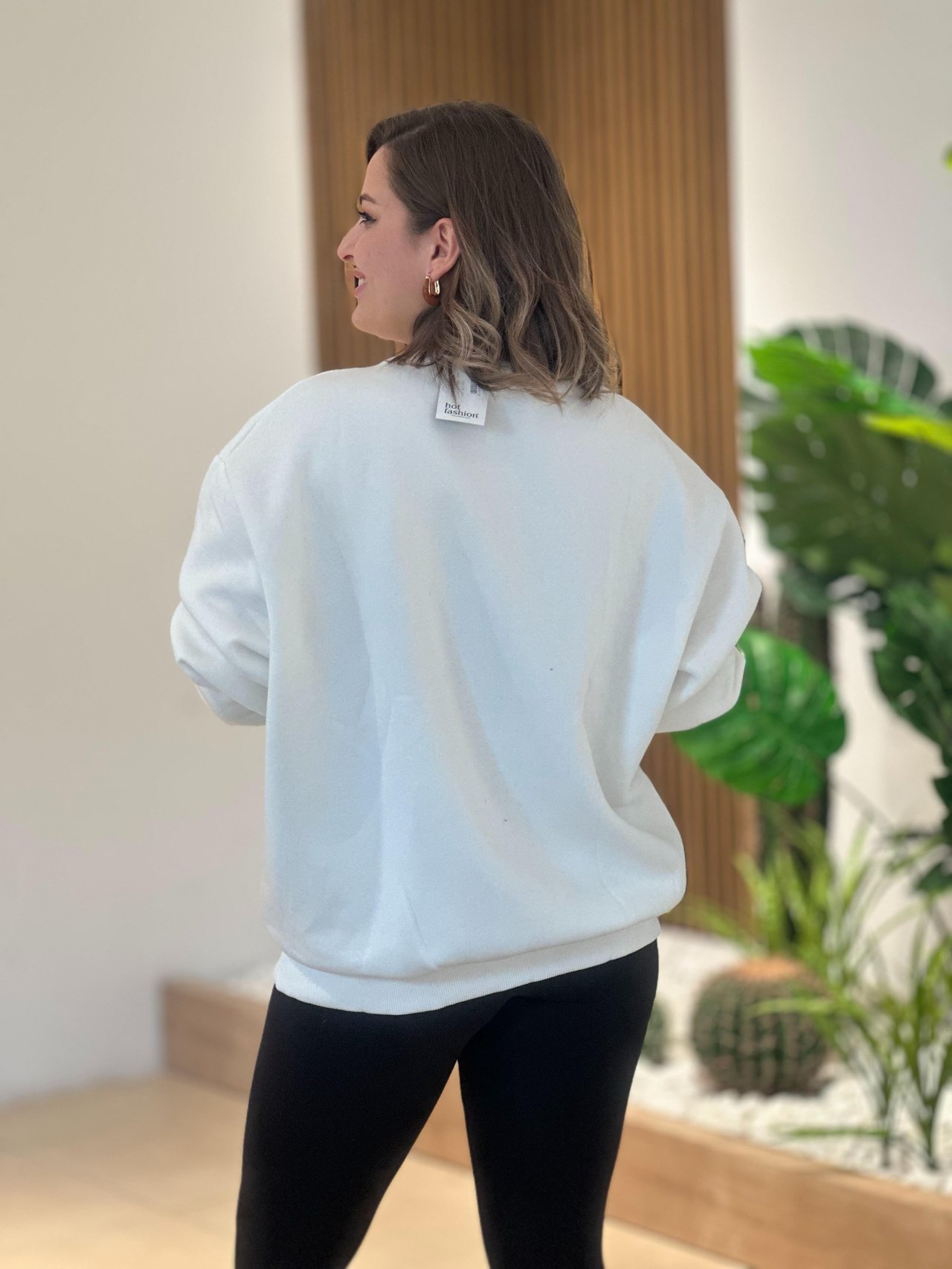 Holo Baskılı Beyaz Sweat 