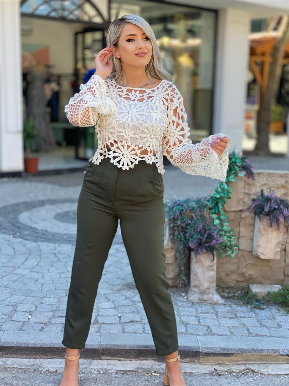 Orjinal Marka Haki Pensli Pantalon 