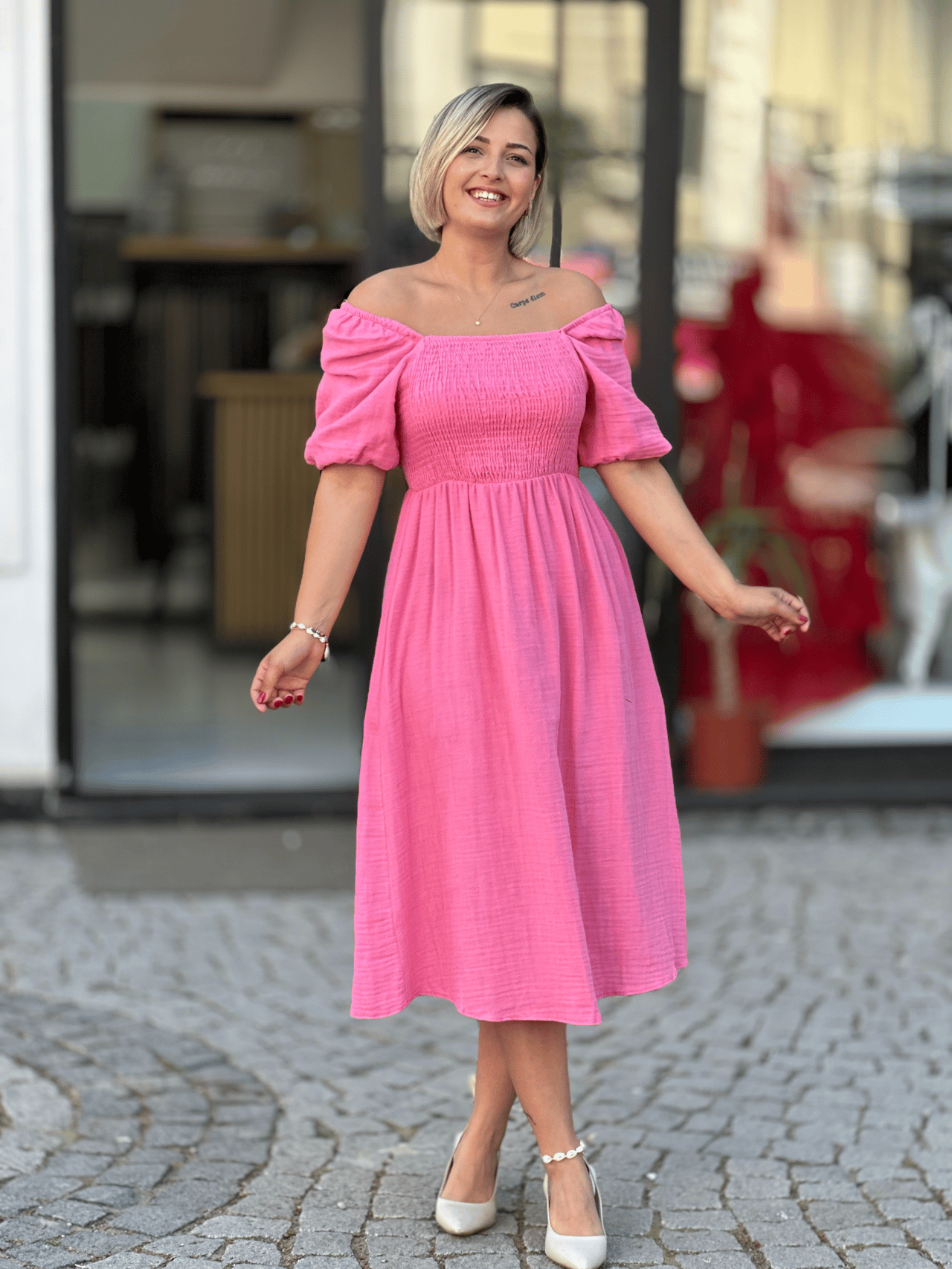 Pembe Müslin Elbise