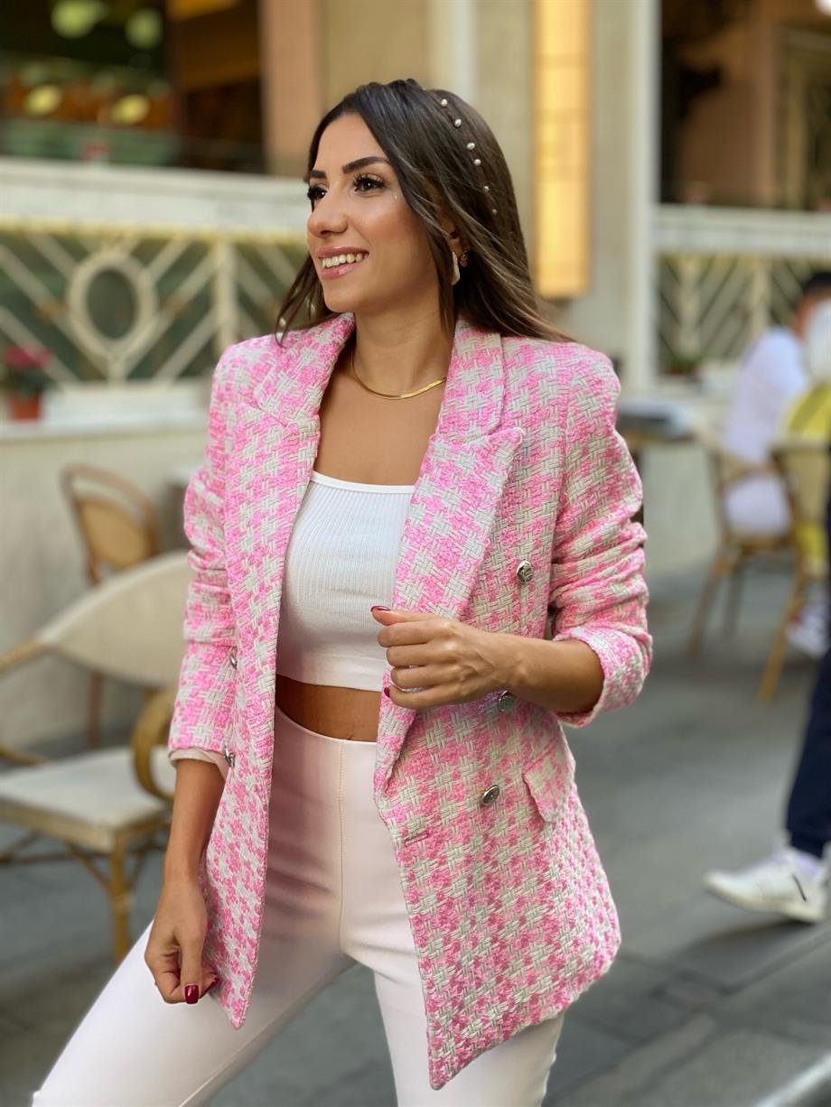 Pembe Tüvit Blazer Ceket