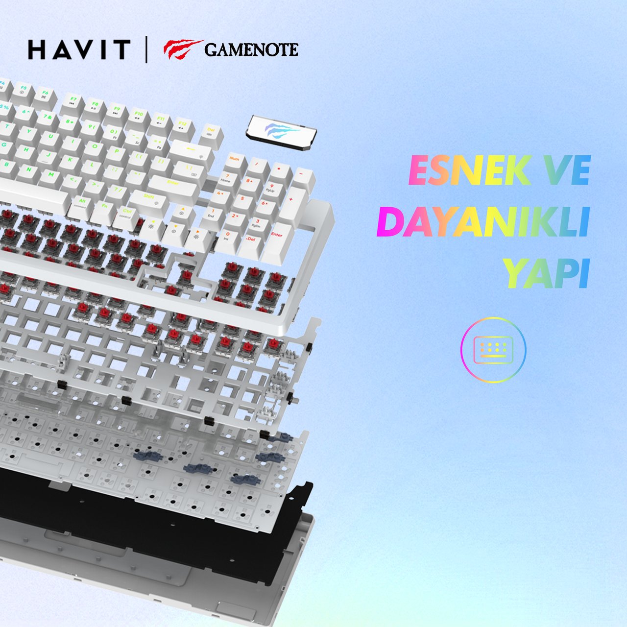 Gamenote KB885L RGB Backlit Gaming Mekanik Klavye Profesyonel Gasket