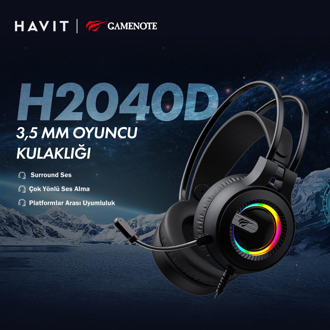 Havit Gamenote H2040D RGB Gaming Mikrofonlu Oyuncu Kulaklığı