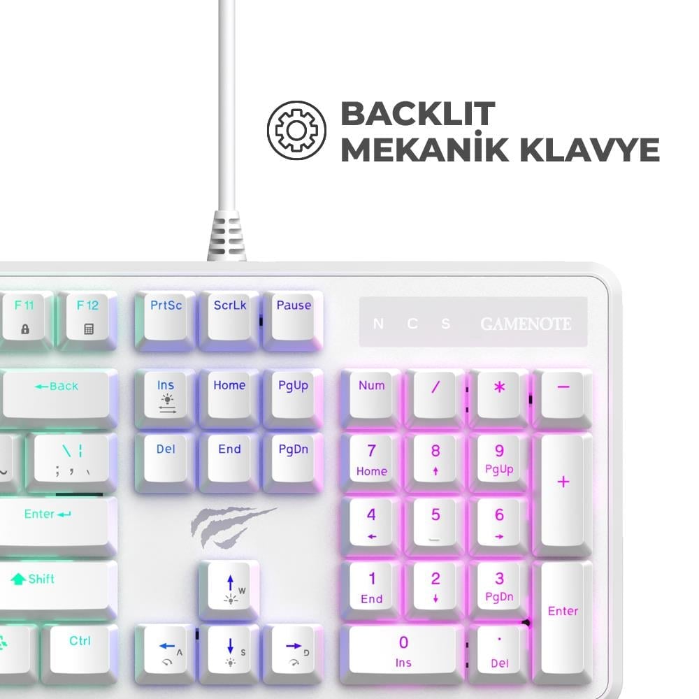 Havit Gamenote KB870L RGB Backlit Gaming Mekanik Klavye - Beyaz