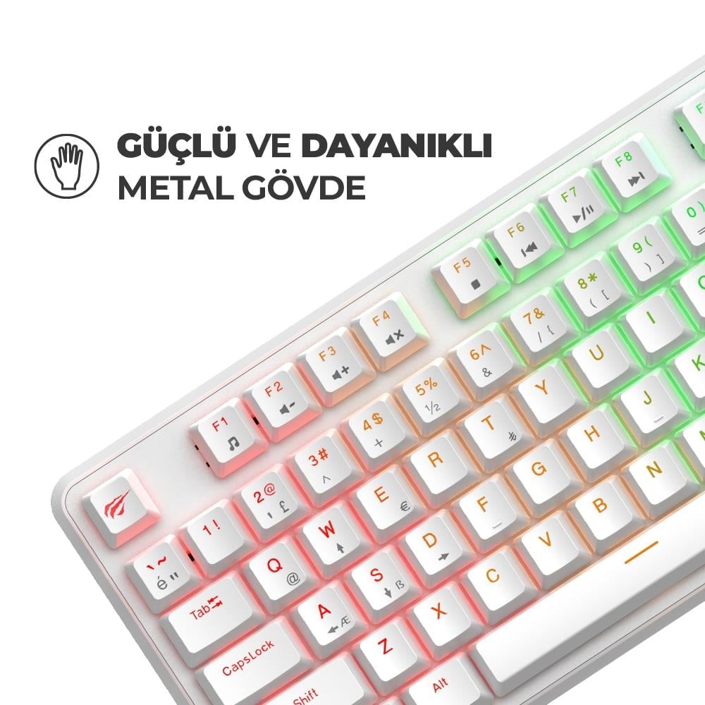 Havit Gamenote KB870L RGB Backlit Gaming Mekanik Klavye - Beyaz