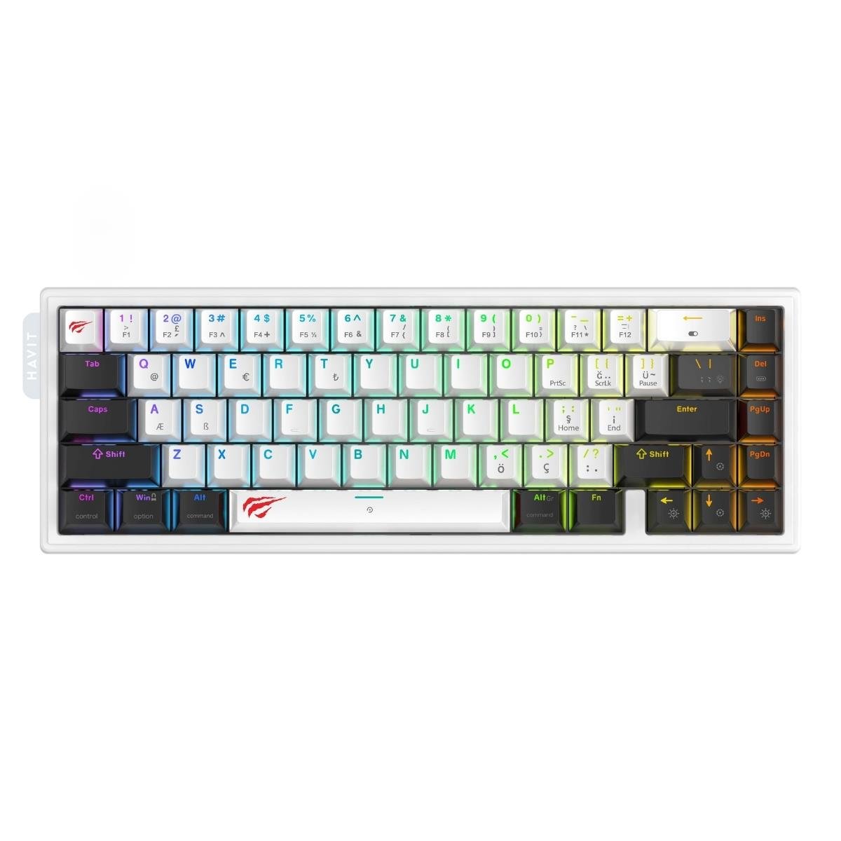 Havit Gamenote KB900L RGB Aydınlatmalı Manyetik Switch Mekanik Oyuncu Klavyesi - 67 Tuş - Hot Swappable - Beyaz