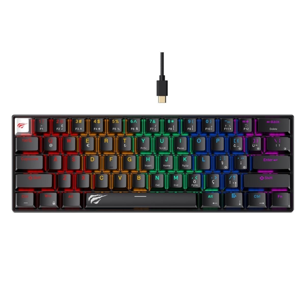 Havit Gamenote KB903L %60 Mekanik Blended Aydınlatma Oyuncu Klavyesi - 61 Tuş - Siyah