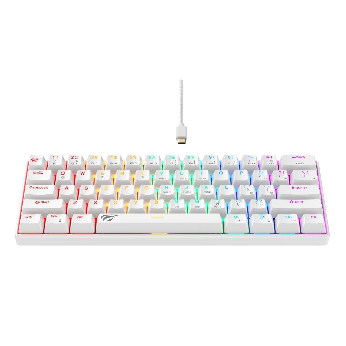 Havit Gamenote KB903L %60 Mekanik Blended Aydınlatma Oyuncu Klavyesi - 61 Tuş - Beyaz
