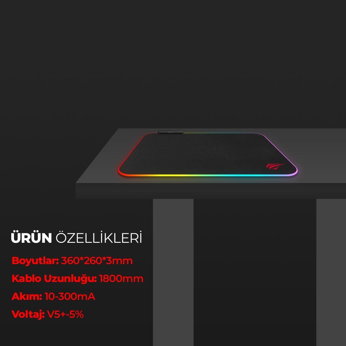 Havit Gamenote MP901 Siyah 360*260*3mm Rgb Ledli Gaming Mouse Pad