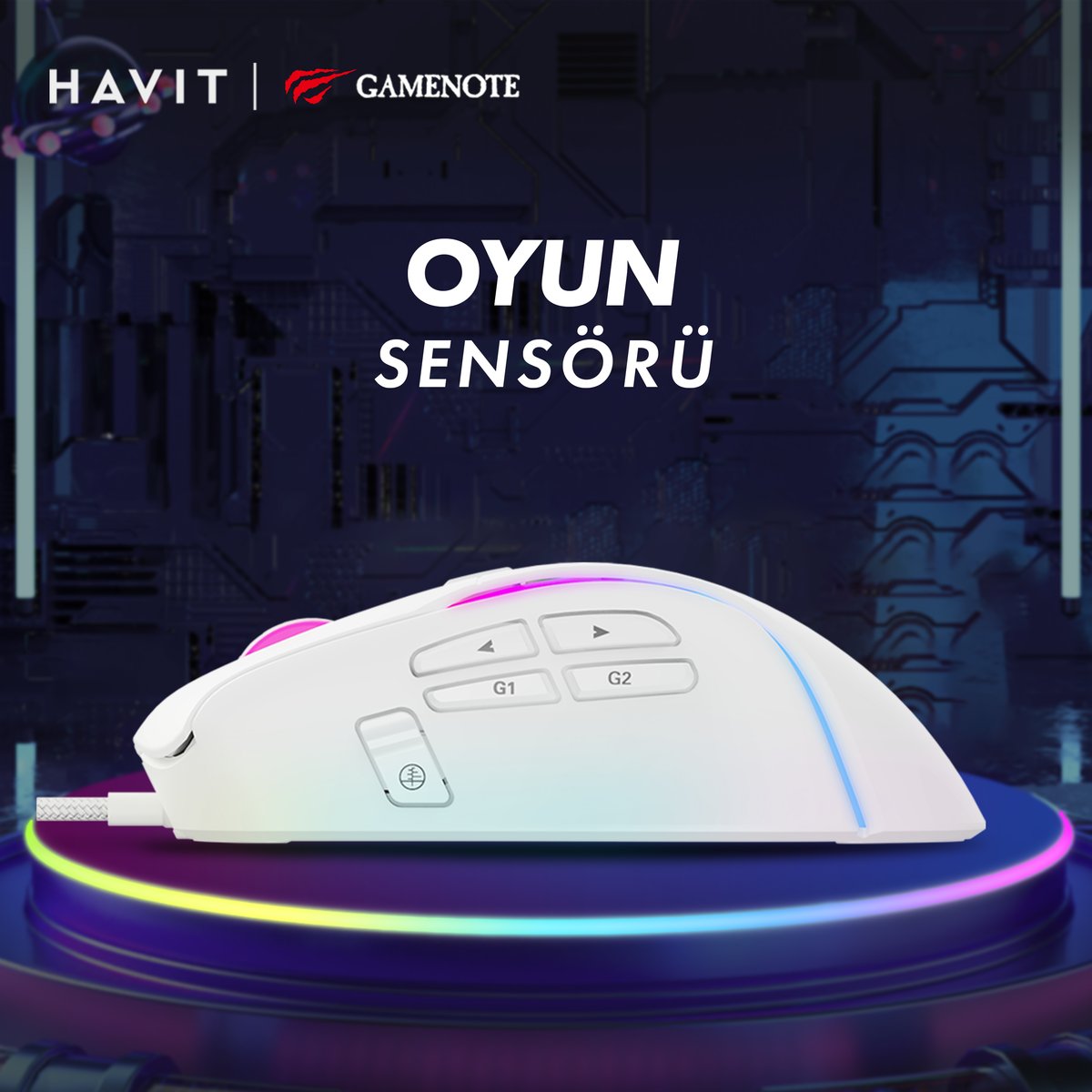 Havit Gamenote MS1033 Gaming Oyuncu Mouse Beyaz