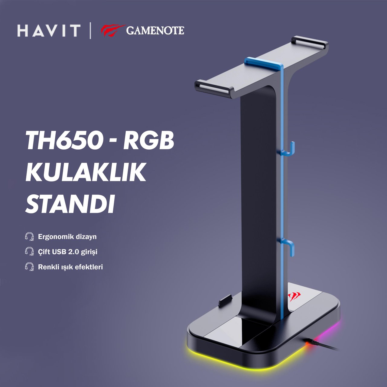 Havit Gamenote TH650 RGB Işıklı Gaming Kulaklık Stant