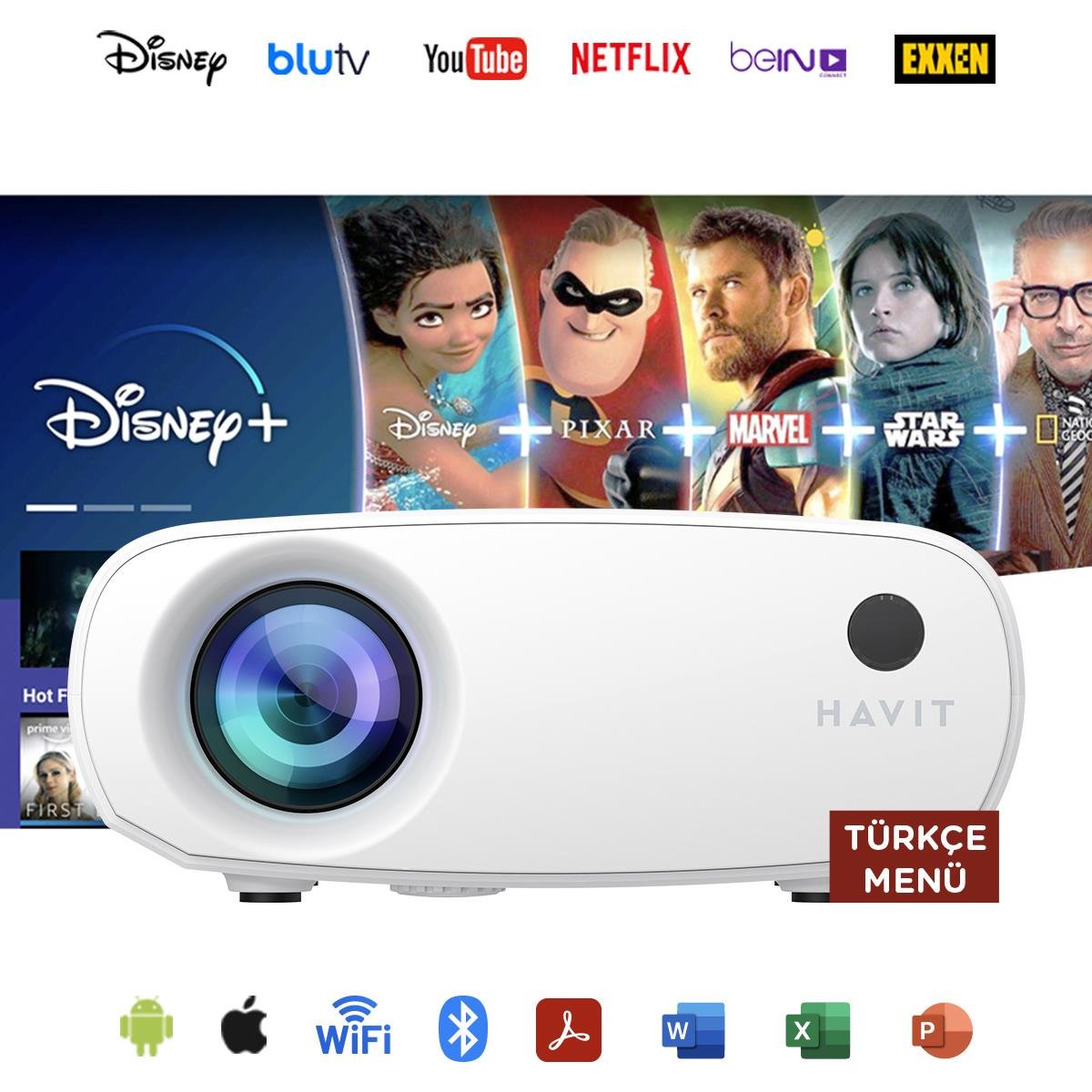 Havit PJ207 Pro Prime Opal Smart Projeksiyon Cihazı (YouTube, Netflix, Exxen, Disney+) Havit PJ207 Pro Prime Opal Smart Projeksiyon Cihazı (YouTube, Netflix, Exxen, Disney+) Havit PJ207 Pro Prime Opal Smart Projeksiyon Cihazı (YouTube, Netflix, Exxen, Dis