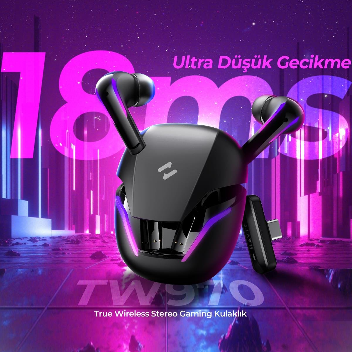 Havit TW970 TWS RGB Gaming Bluetooth Kulaklık - Beyaz