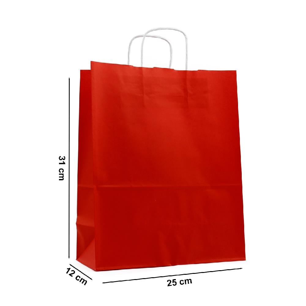 25x31 Kırmızı Renkli Kağıt Poşet