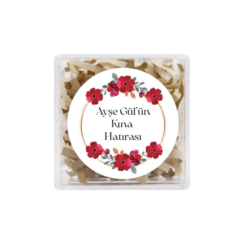 4 CM Kişiselleştirilebilir Kına Hatırası Etiketi Model-12