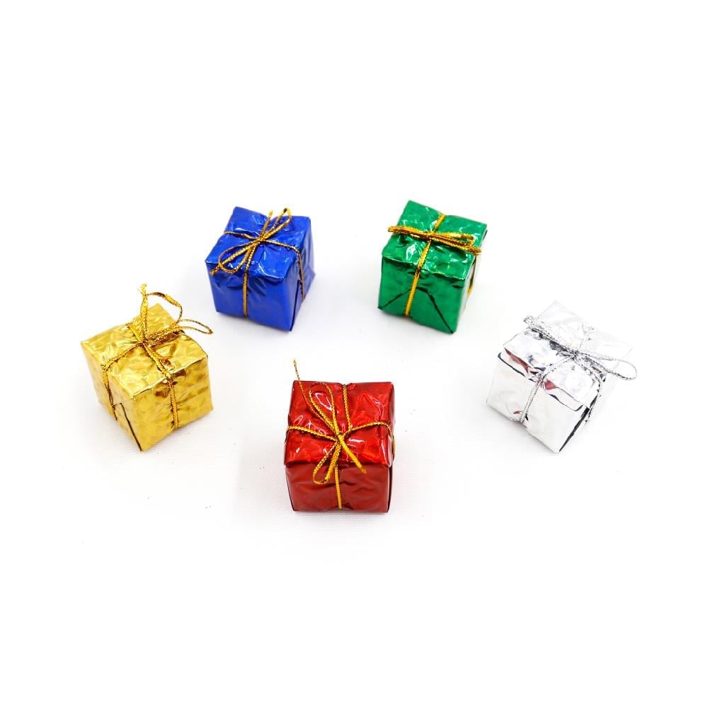Yılbaşı Ağaç Süsü Karışık Renkli Küçük Hediye Paketleri (12'li Set)