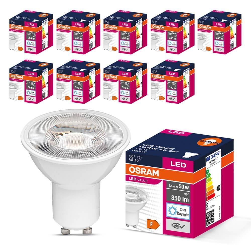 Osram LED Value PAR16 4.5W GU10 6500K soğuk gün ışığı ampul 10 adet paket görseli